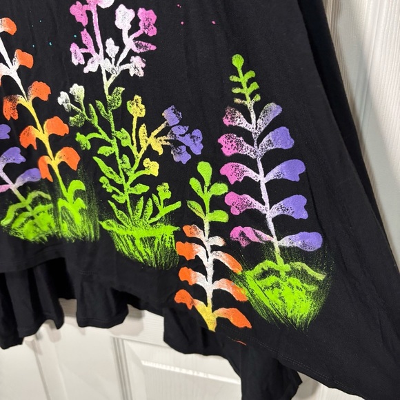 RAFFI Top Large Womens Watercolor Handpainted Lagenlook Art to Wear Hummingbird - Picture 7 of 9